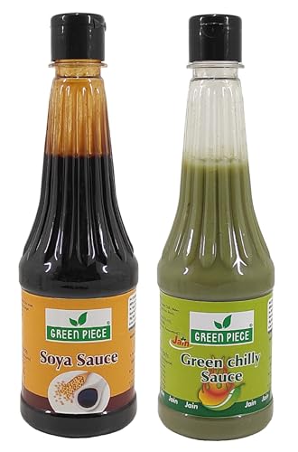Green Piece Jain Sauce WIth No Onion/Garlic Soya sauce & Green Chilli Sauce(Pack of 2) Sauce (1000 ml)