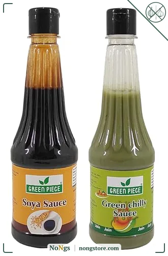 Green Piece Jain Sauce WIth No Onion/Garlic Soya sauce & Green Chilli Sauce(Pack of 2) Sauce (1000 ml)