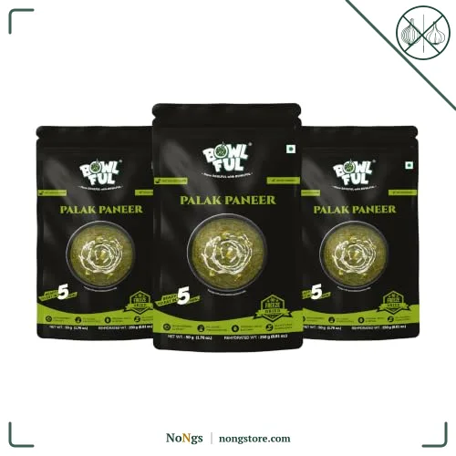 BowlFul Palak Paneer, 50 GMS, Creamy Spinach Based Gravy with Cottage Cheese and No Onion or Garlic | Pure Natural, Freeze Dried Food (Pack of 3)