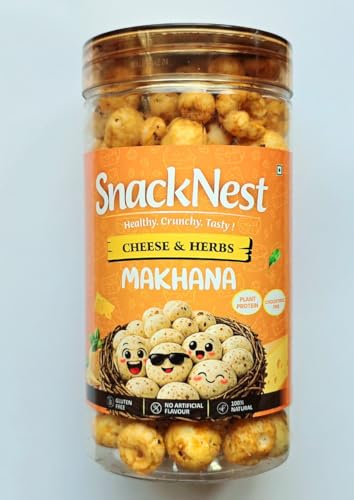SnackNest Cheese & Herbs Makhana, Roasted Fox Nuts, Gluten Free, No Artificial Flavour, Plant Protein, 70g