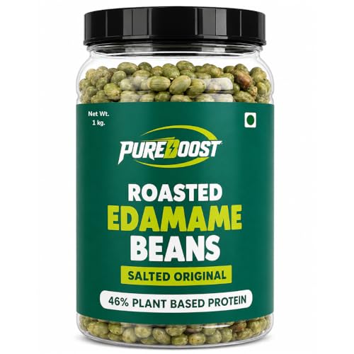 Roasted Salted Edamame, 1 kg (46% Protein, 14% Fiber, Lightly Salted Young Green Soybeans, Highest Plant Protein Supersnack) 500g*2