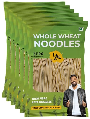 Yu Foodlabs Whole Wheat Noodles - 100% Atta & Zero Maida - Easy To Digest Healthy Noodles - No Preservatives & 100% Natural Ingredients - Just Boil - Ready In 5 Mins - 900gm (150gm x 6)
