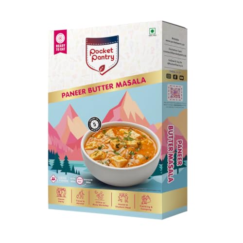 Pocket Pantry Ready to Eat Paneer Butter Masala(Jain) | Freeze Dried | Rehydrated Wt 280gm | No Palm Oil, No Preservatives | 100% Natural | Dry Wt 80g | Serves 2 |Instant Meal