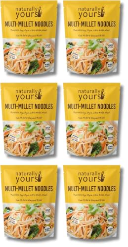 Naturally Yours Multi Millet Hakka Noodles | Ragi, Bajra, Little, Kodo & Barnyard Millet with Whole Wheat | No Maida, No Onion No Garlic, Jain Friendly, Vegan, Preservative Free | 180g Pack of 6