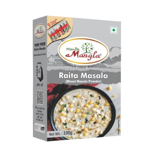 Manish Mangla Raita Masala, Mixed Masala Powder, No Onion No Garlic, 5 Sachets, 100g
