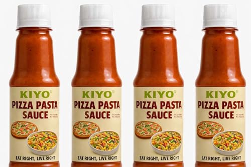 KIYO Fresh Pizza Pasta Sauce || No Onion & No garlic || 100% Natural & Vegan Ingredients || No Added Flavours & Colours || Enjoy It with Pizza, Burger & Pasta in Fresh Pantry 200 gm (Pack Of 4)