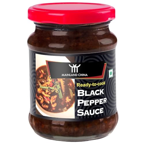 Mainland China Black Pepper Sauce 225g | Authentic Asian Flavour | Ready to Cook Plant Based with No Artificial Flavours | Perfect for Restaurant Style Meals, Stir Fry, Sautéing & Continental Cuisine