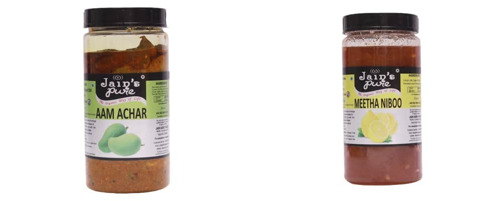 JAIN'S PURE Aam Achar & Meetha Lemon/Nimboo Combo (Pack of 2) (400g+500g)