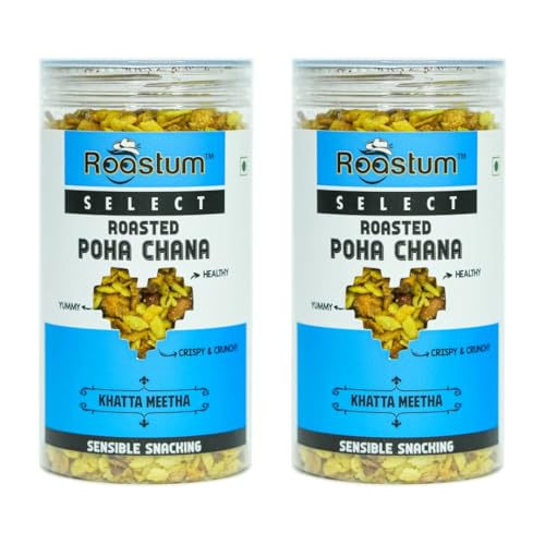 ROASTUM Roasted Poha Chana Healthy Mixture | No Onion No Garlic - Low Calorie | Fibre Rich, No Preservatives (Pack Of 2, 540GM)