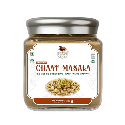 Satvik Sanatani Swaminarayan Jain Vegan Chatpata Chaat Masala 350g | Cumin, Coriander, Pudina, Pink & Black Salt | No Onion No Garlic | No Preservatives | FSSAI Certified | Glass Jar with Steel Cap