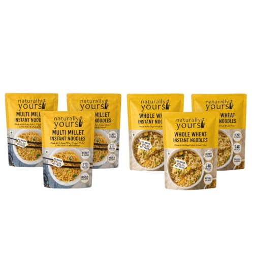 Naturally Yours Instant Noodles Combo | Khapli Whole Wheat & Multi Millet Variety Pack | Maida Free, High Protein & Fiber | Steam Dried, Non Fried | No Onion No Garlic, Jain Friendly | 175g x 6 Pack