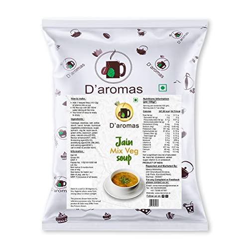 D'aromas Instant Mix Veg Soup 7Kg, Instant Premix Powder With No Onion & No Garlic, Instant Mix Powder, Veg Soup, No Artificial Flavour & Colour (Each 500gm) (Pack Of 14)