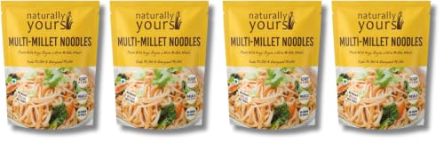 Naturally Yours Multi Millet Hakka Noodles | Ragi, Bajra, Little, Kodo & Barnyard Millet with Whole Wheat | No Maida, No Onion No Garlic, Jain Friendly, Vegan, Preservative Free | 180g Pack of 4
