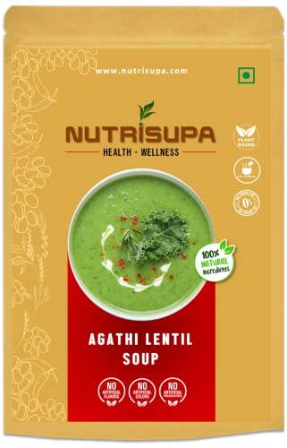 Nutrisupa Agathi Lentil Soup. Healthy vegan plant based |No soy| No Diary| protein rich| zero trans fat and cholesterol free | ready to make| for Bone health and Immunity| Agathi Lentil soup mix| 10cups per pack