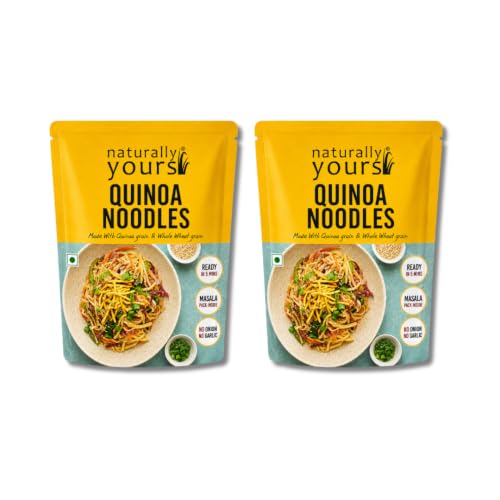 Naturally Yours Quinoa Hakka Noodles | Made with Quinoa & Whole Wheat | No Maida, No Onion No Garlic, 100% Jain Friendly, Non-Fried, Vegan, Preservative Free, No MSG | High Protein & Fiber | Tastemaker Included | 180g (Pack of 2)