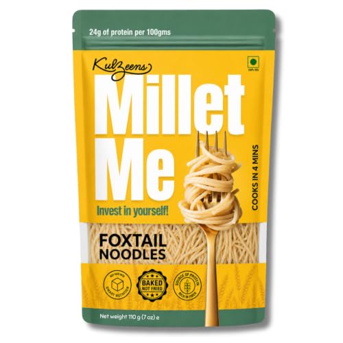 Millet Me by Kuizeens Foxtail Millet Noodles - 110G | Protein-Rich | Easy-to-Make | Fresh & Flavourfull | No MSG |No Preservatives|Vegan & Wholesome|Ready in Minutes | Jain | No Onion & Garlic