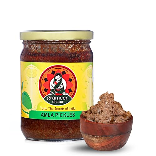 Grameen Chator Amla Pickle - 500G (Pack Of 1) |Homemade Indian Gooseberry Pickle Seedless Without Onion & Garlic|Preservative Free|Tangy Amle Ka Achar|Natural Spices & Mustard Oil