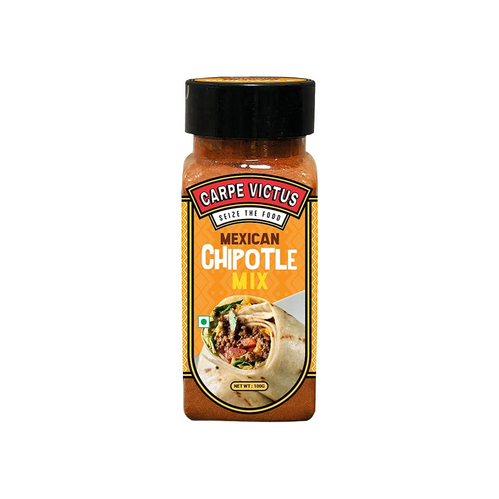 Carpe Victus No Onion No Garlic Jain Mexican Chipotle Powder Mix for Popcorn, Wraps, Tacos, Multipurpose Seasoning Powder for Unique Flavor & Taste, Created with Actual Chipotle Chillies, 100 gms