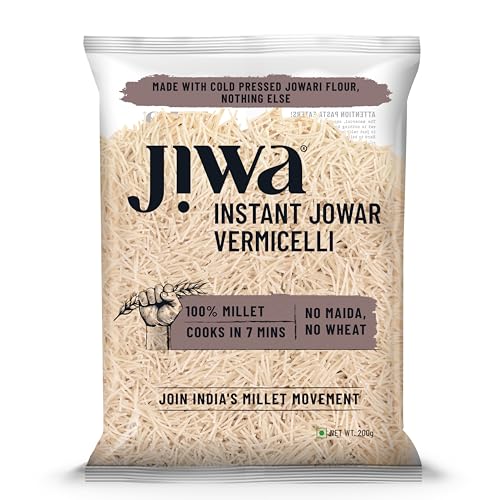 Jiwa Instant Jowar Vermicelli | 200 G | Cooks in 7 Minutes | Ready to Cook | 100% Millet | No Maida, No Atta | Gluten Free