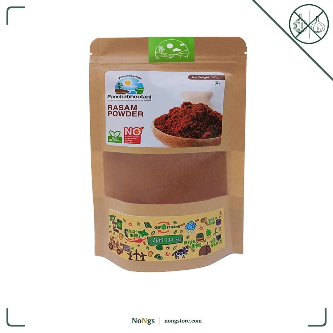 Panchabhootani Rasam Powder-200g | South Indian Authentic Flavour, Easy Digestion, Farm Fresh, Vegan Friendly, No Garlic, No Onion, 3 varieties of roasted dry red chilles, Rich Aroma, Mouth Watering