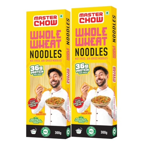 MasterChow Whole Wheat Noodles- Pack of 2 | Not Fried | Serves 10 Meals - 600gms