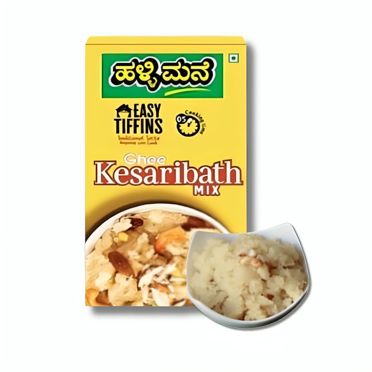 HALLI MANE Kesari Bath Mix 200G-Ready To Eat Food Products-Made With Pure Ghee-No Preservatives-100% Vegan|5 Minute Instant Mix&Easy Cook Breakfast Mix|Pack Of 1