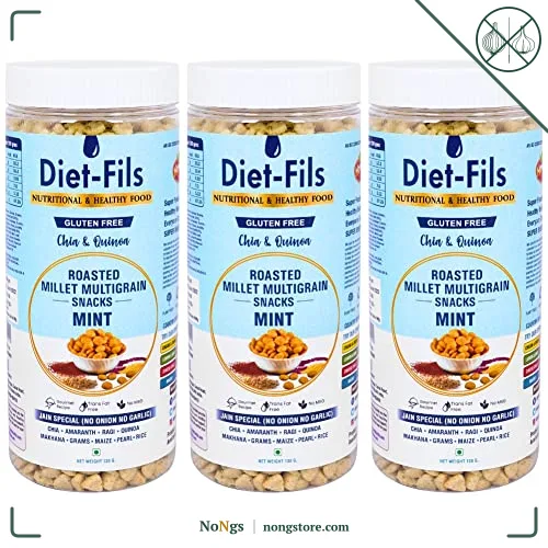 Diet-Fils Jain Special Roasted Multigrain Snacks Mint(No Onion No Garlic Based) Combo (130 gmx3 Pack)