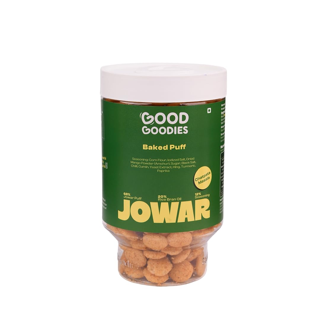 Good Goodies Baked Jowar Puff Chatpata Masala | Baked Not Fried | Millet-Based Snack | No Maida, No Palm Oil, No Maltodextrin | No Artificial Colours or Preservatives | Light & Crunchy | Diet-Friendly | 100g | Pack of 1