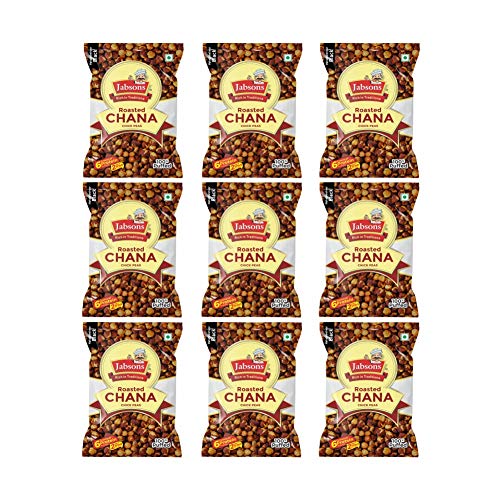 Jabsons Roasted Chana Mahabaleshwar Black, 200 gm|100% roast | No Onion No Garlic | Desi Roasted Chana Namkeen Snacks Gluten-Free | Crunchy Protein Snacks Bhuna Chickpea Ready to Eat Salted (Pack of 9)