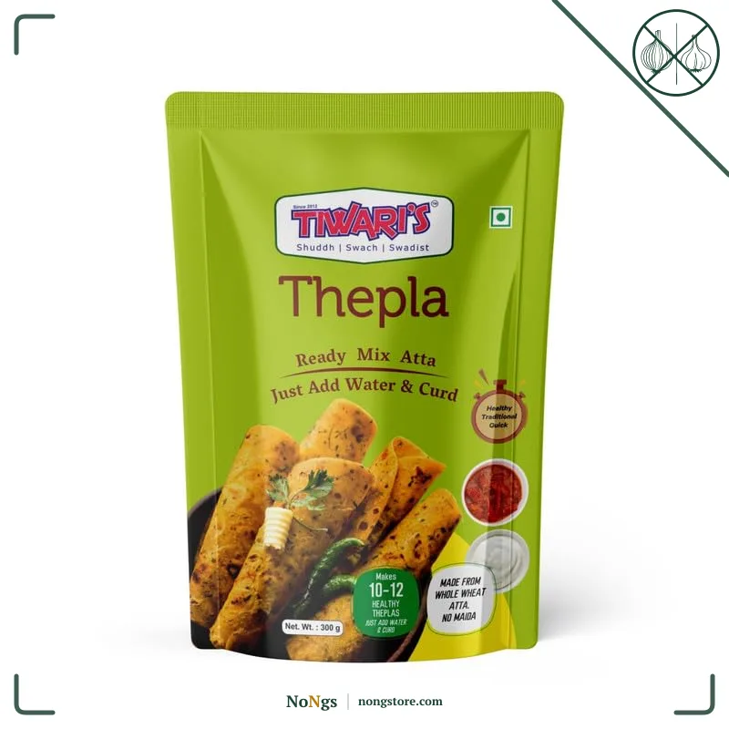 Tiwari’s Thepla Paratha/Poori Ready-To-Use Atta Mix | 100% Vegetarian, Vegan Instant Healthy High Protein & Fiber Flatbread Mix With No Preservatives, No Onion & Garlic | 300gm, Pack of 1