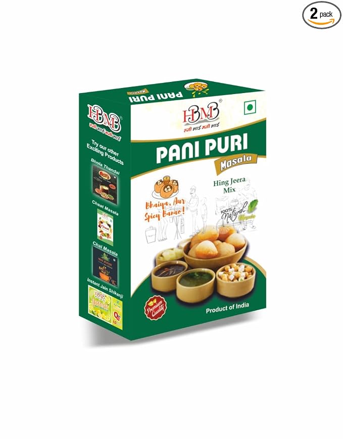 HBMB Pani Puri Masala Powder 50g (Pack of 2 - Total 100g) | Authentic Street Style Golgappa & Puchka Water Spice Mix | Chatpata Teekha Paani Puri Masala Combo