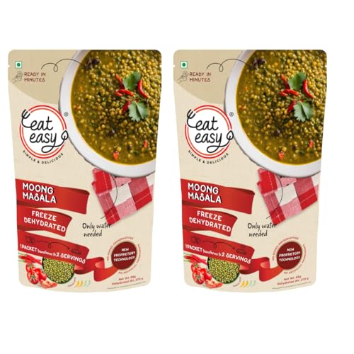 Eat Easy Ready to Eat Moong Masala 85g (Pack of 2) – Healthy Instant Moong Dal Snack, Spicy Vegetarian Meal, No Preservatives, Quick Indian Dish