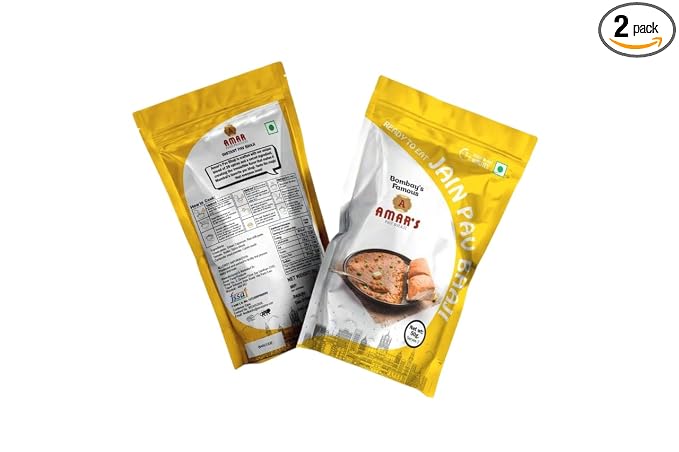 Amar Juice Centre Jain Pav Bhaji | Ready to Eat | No Onion No Garlic | Instant Mix (Pack of 2, 50g Each)