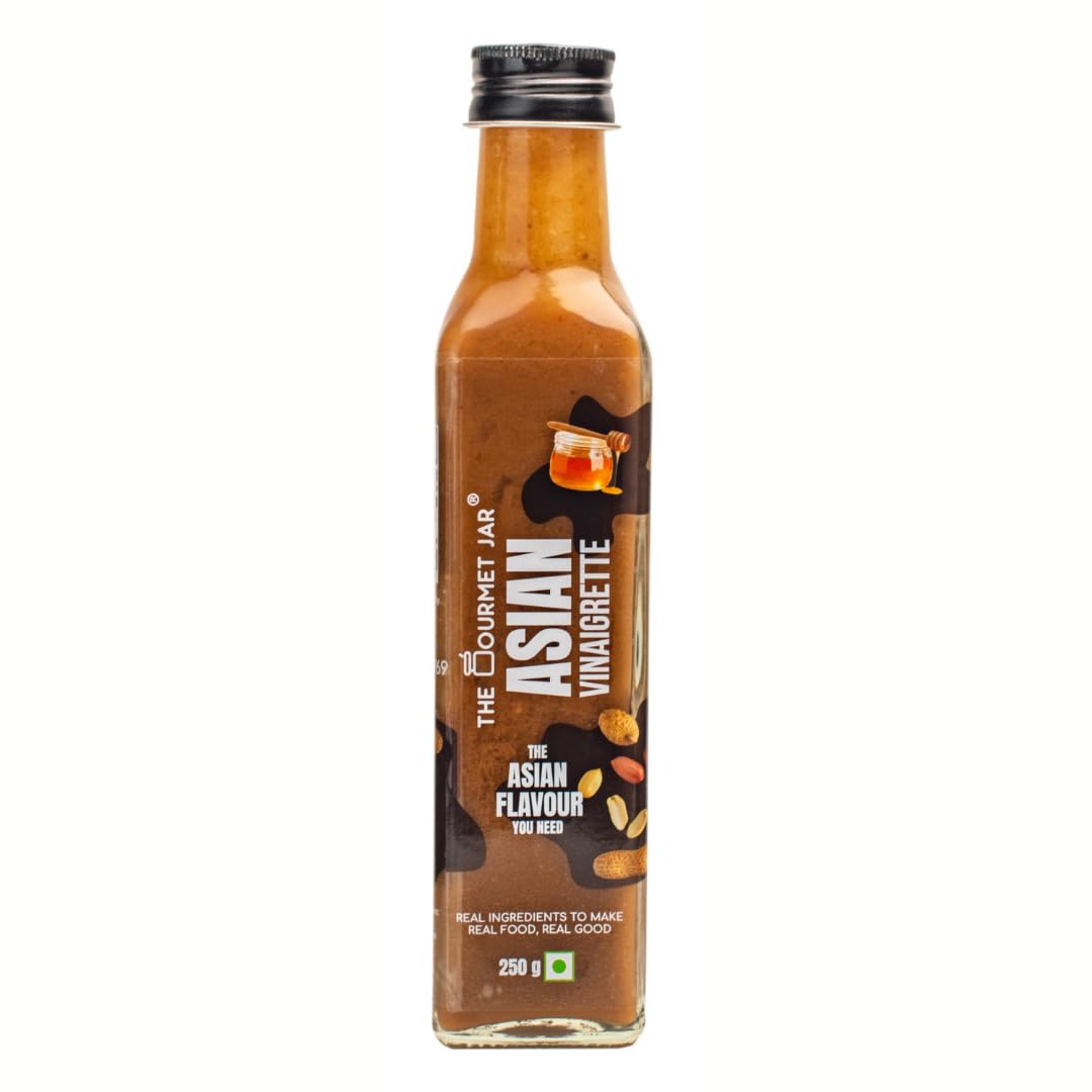 The Gourmet Jar Asian Vinaigrette 250g| 100% Natural, No Preservatives, No Artificial Colors, No Artificial Flavouring agent | No Trans-Fat| Gluten- Free| No Emulsifiers| Healthy Salad Dressing| Diet Friendly| Made with Cold Compressed Peanut oil & Real Soy Sauce| Pack of 1