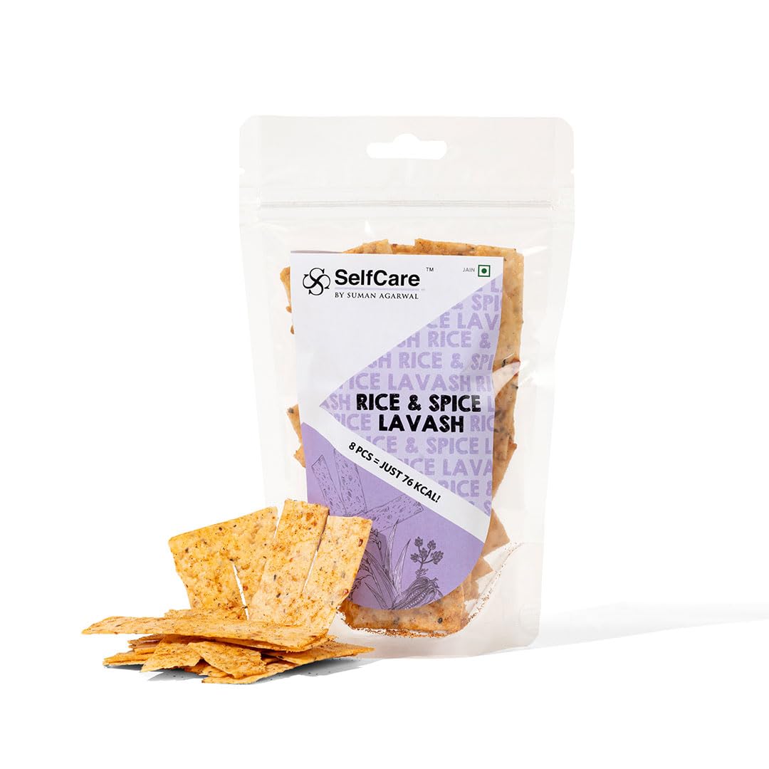 SelfCare By Suman Agarwal Roasted Rice & Spice Lavash - 100g (Pack of 1) | Healthy-Snacks-Namkeen-Grocery | Crispy - Tea time - Eat with Dip | Jain & Travel Friendly - Vegan | No Added Preservatives
