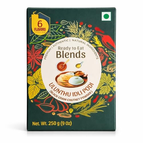 6Flavors Ullundhu Podi Powder 250g | Black Gram Podi Powder | South Indian Chutney Powder for Idli, Dosa & Rice | Protein Rich Traditional Podi Masala | No Onion No Garlic No Preservatives
