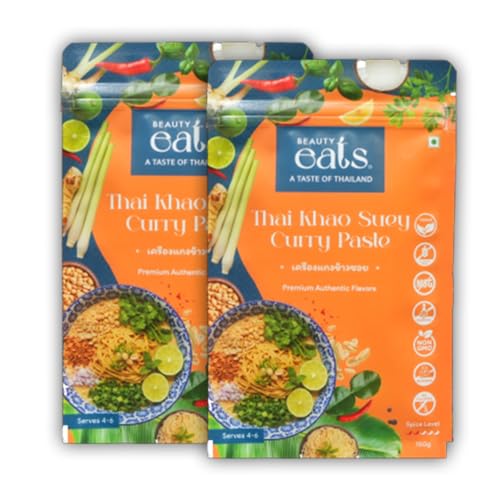 Beauty Eats Thai Khao Suey Curry Paste| Aromatic, Creamy & Ready To Cook| No Onion&Garlic (Pack Of 2, 2 * 100Gm)