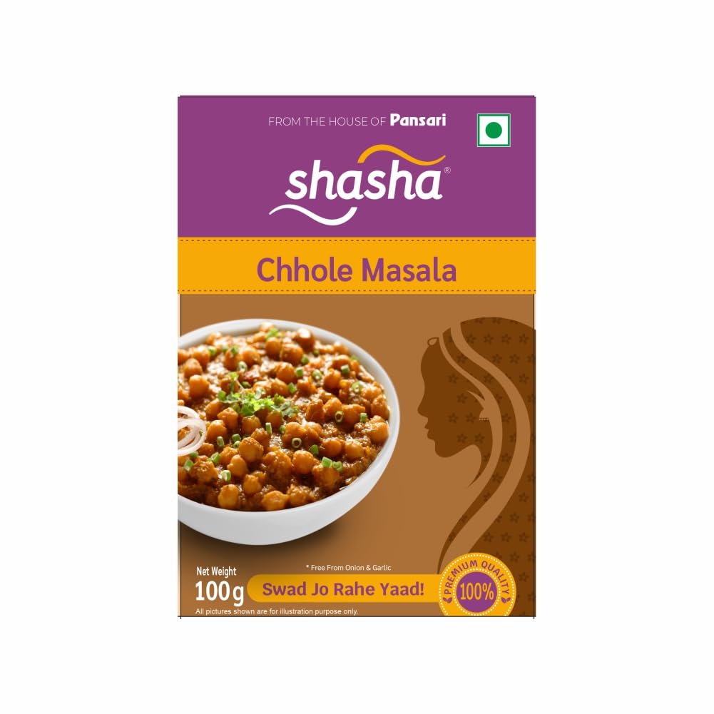 Shasha Chole Masala 100g - Spice Mix for Flavorful Chole - No Onion or Garlic - From the House of Pansari