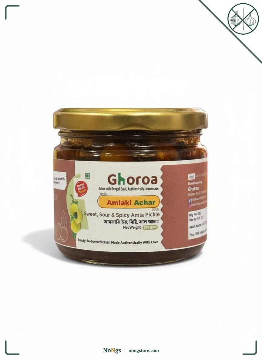 Amlaki Achar by Ghoroa | 250g | Sweet & Sour | Homemade Amla Achaar Without Onion & Garlic | Seedless Indian Gooseberry Pickle | Less Oil, Preservative-Free | Traditional Awla Pickle
