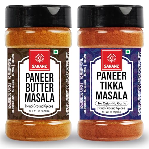 SARANZ Paneer Butter Jain & Paneer Tikka Jain Masala (Combo Pack) Instant Use | Spice Powders and Masalas | Artisanal Spices with Rich & Strong Flavour | 100 Gms Sprinkler Jar