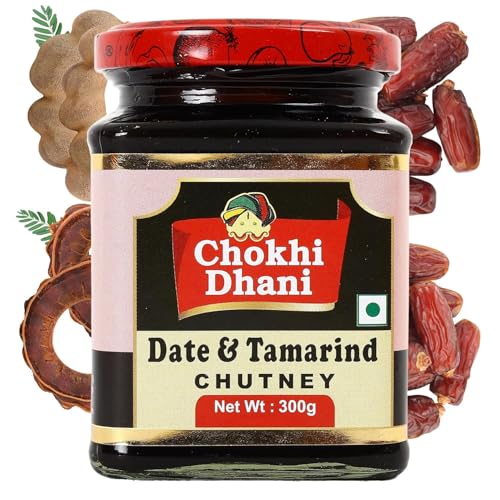 Chokhi Dhani Tamarind Date Chutney 300g | Authentic Imli Khajoor Ki Khatti Meethi Chutney | Sweet & Tangy Dip for Chaat, Samosa, Pakora & Snacks | Jain-Friendly | No Preservatives | Pack of 1
