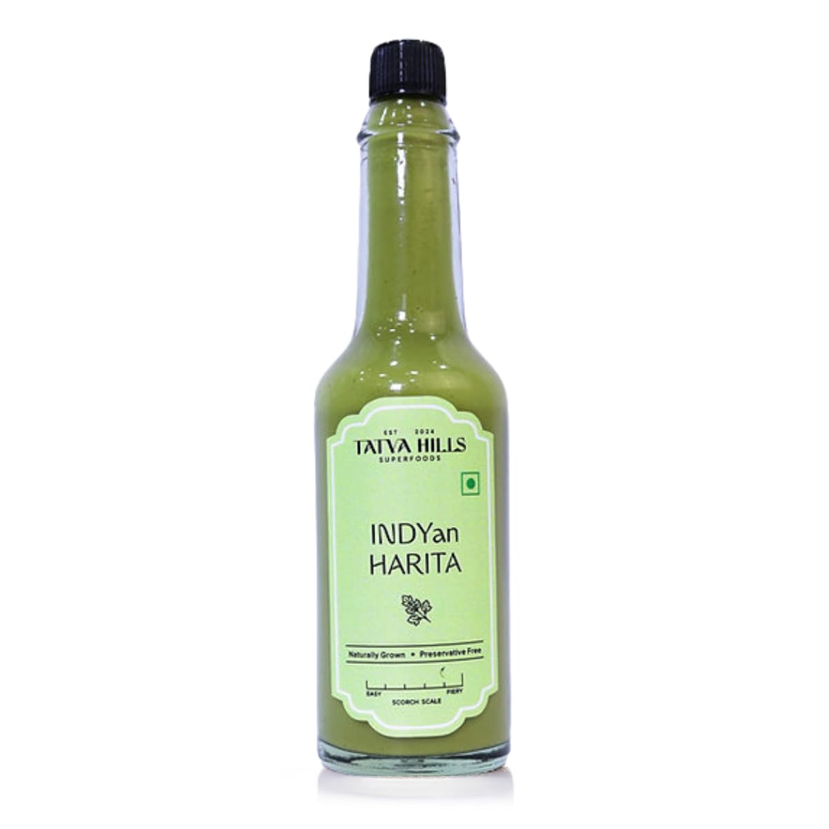 TatvaHills Superfoods INDYan Harita Green Chilli Herb Sauce | Fresh Coriander & Green Chilli Condiment | Spicy Herbal Dip for Momos, Snacks & Marinades | Preservative Free | 60g