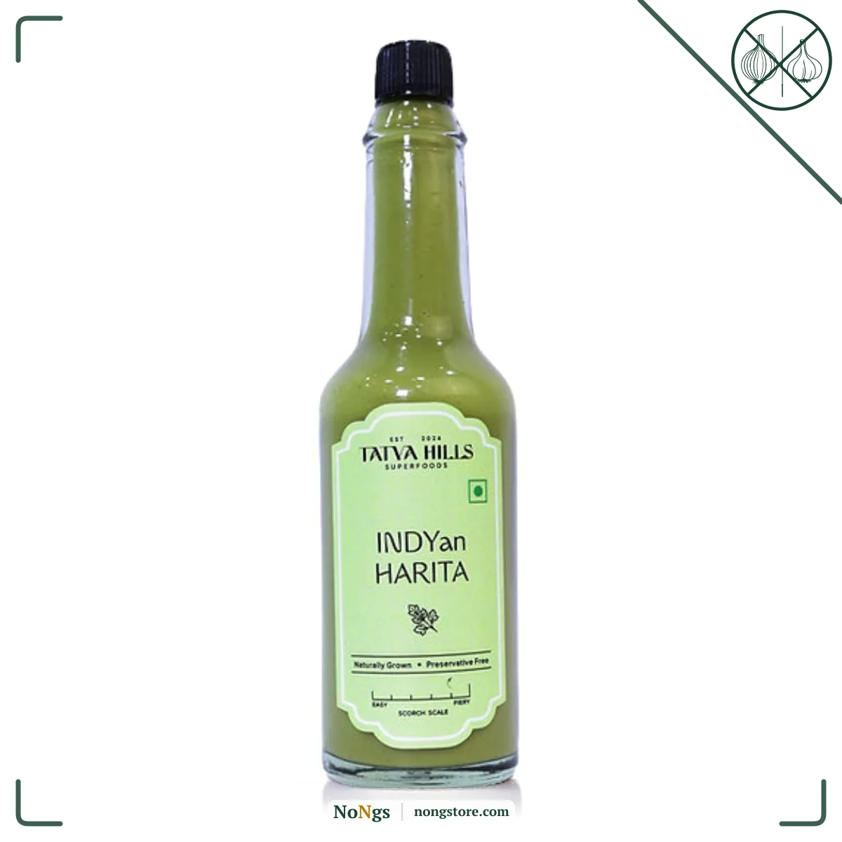 TatvaHills Superfoods INDYan Harita Green Chilli Herb Sauce | Fresh Coriander & Green Chilli Condiment | Spicy Herbal Dip for Momos, Snacks & Marinades | Preservative Free | 60g
