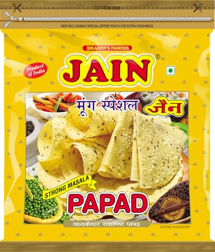 JAIN Papad Moong Dal Special Strong Masala, 400g, 10 Inch, Handmade