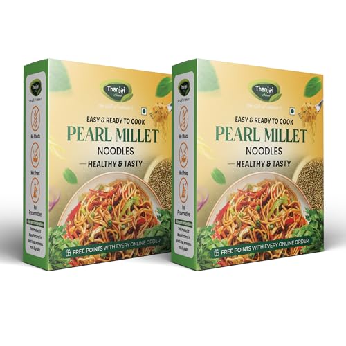 Thanjai Natural Pearl Millet Noodles 180 Grams X 2 (360 Grams) of Homemade Natural Noodles (No Preservatives, No Chemicals, No Artificial Extract)