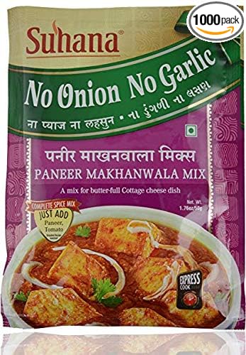 Suhana Paneer Makhanwala Nong (No Onion No Garlic) 50g Pouch | Spice Mix | Easy to Cook | Pack of 8