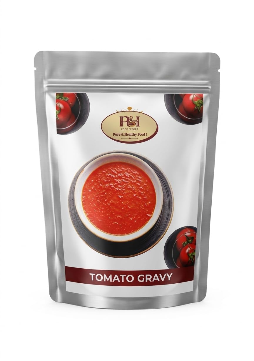 P AND H FOOD EXPORT INDUSTRY Tomato Jain Gravy | No Onion No Garlic | Ready to Use Cooking Base | Rich Tomato Curry Base | No Preservatives, No Artificial Colors | 250 gm Pack of -1