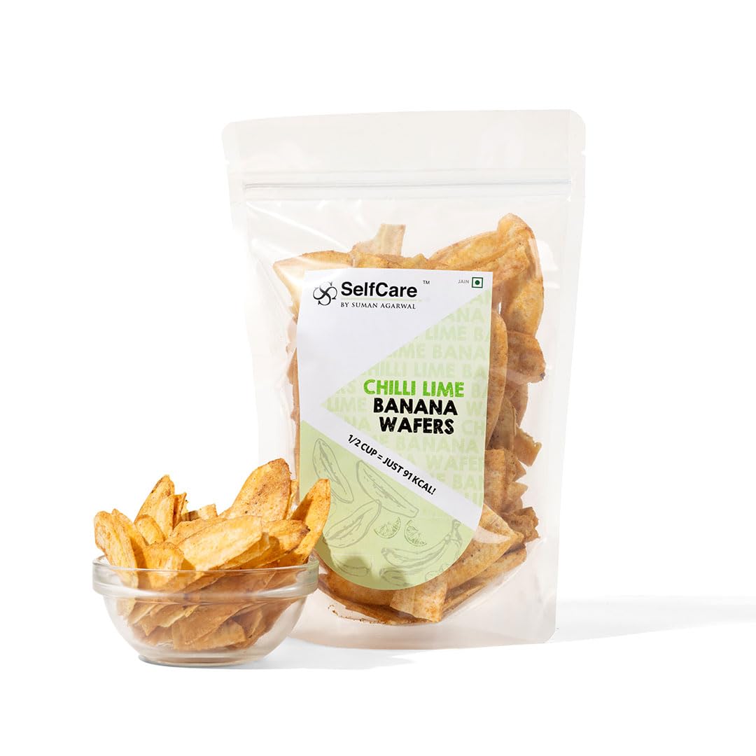 SelfCare By Suman Agarwal Roasted Chilli Lime Banana Wafers - 100 gms (Pack of 1) | Healthy - Gluten Free | Savoury - Snacks - Namkeen - Grocery | Workout - Tea time Snacking | Jain & Travel Friendly