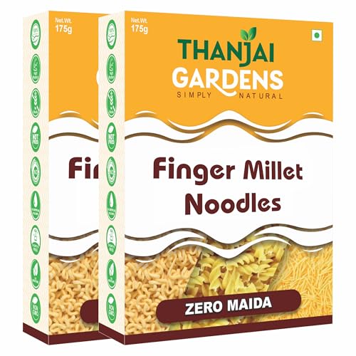 THANJAI GARDENS - SIMPLY NATURAL Finger Millet Noodles – Nutrient-Dense, Nutritious & rich-Fiber Instant Noodles | No Maida, No Preservatives No Artificial Color | 175 G Each | Pack of 2