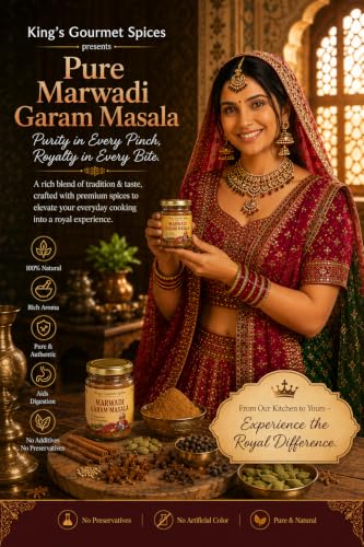 KING's Gourmet Spices Marwadi Garam Masala Powdered | No onion No garlic| Jain Spices Mix| Made up of 18 Spices| Home made| Zero preservative | 100% Natural